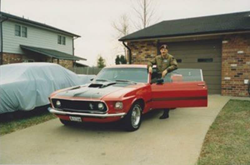 Mustang in the driveway